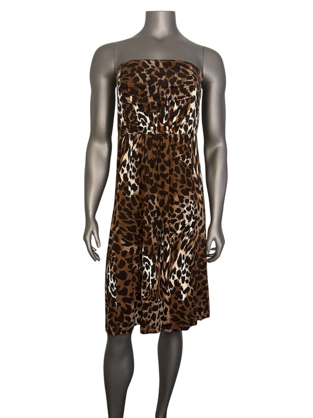 Lane Bryant Dress Woman’s 18-20 Tube Top Leopard Brown Rayon Stretch Midi